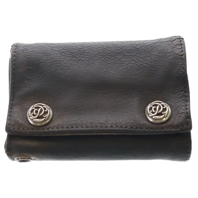 Chrome Hearts Floral Button Leather Wallet Black in Black Leather from The Reluxe