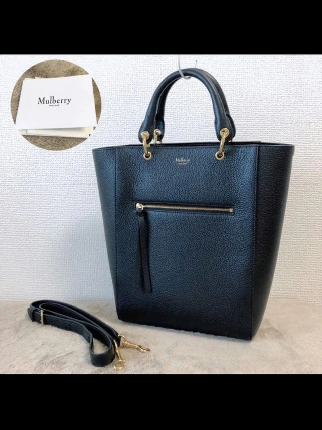 Mulberry Pebbled Leather Structured Tote With Gold Hardware in black Leather from Poshmark, photo 1 of 1