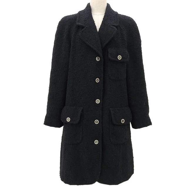 Chanel 2001 Alpaca CC Mark Button Coat #40 Navy in Navy from VINTAGE QOO TOKYO