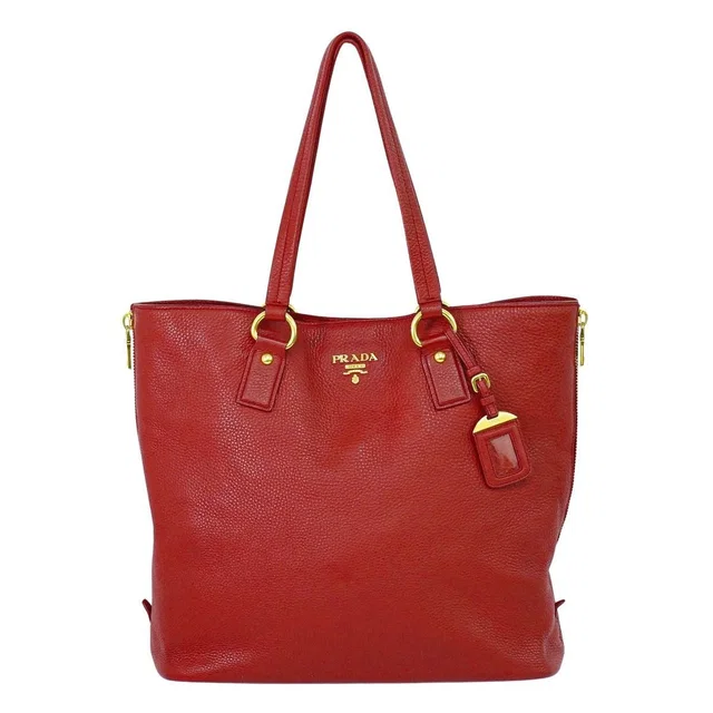 Prada Shoulder Bag Tote Red in Red Leather from The Reluxe