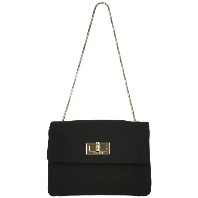 Chanel 2008-2009 Black Satin Mademoiselle Lock Handbag in Black Satin from AMORE Vintage Tokyo
