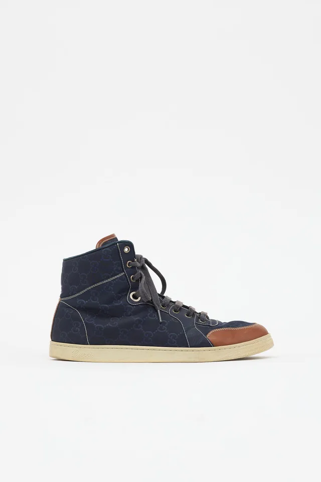 Gucci GG Monogram High Top Sneaker in Nylon from VSP Consignment