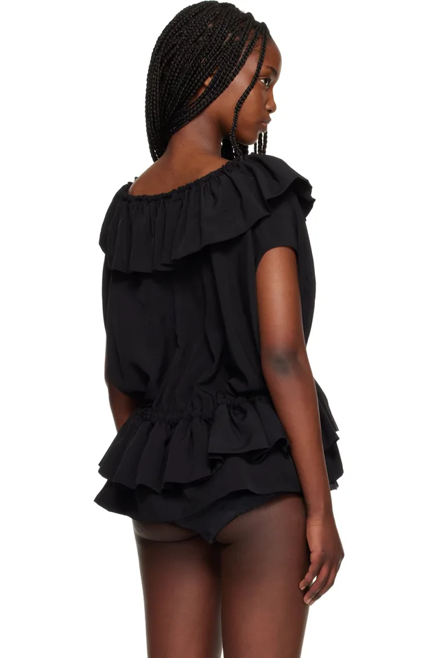 Dries Van Noten Black Ruffled Blouse, photo 3 of 4 from SSENSE
