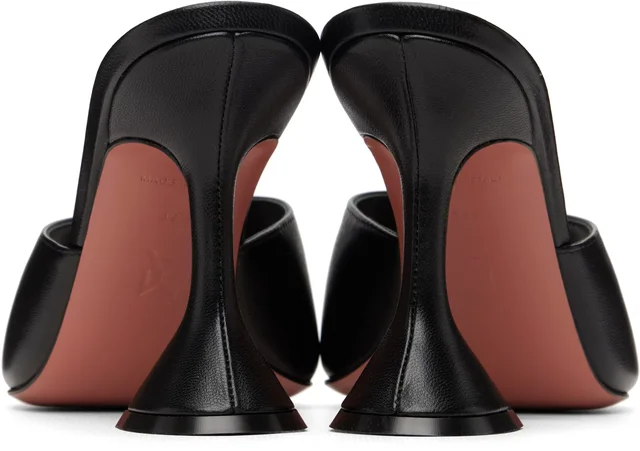 Amina Muaddi Black Lupita Slipper 95 Heeled Sandals, photo 2 of 5 from SSENSE