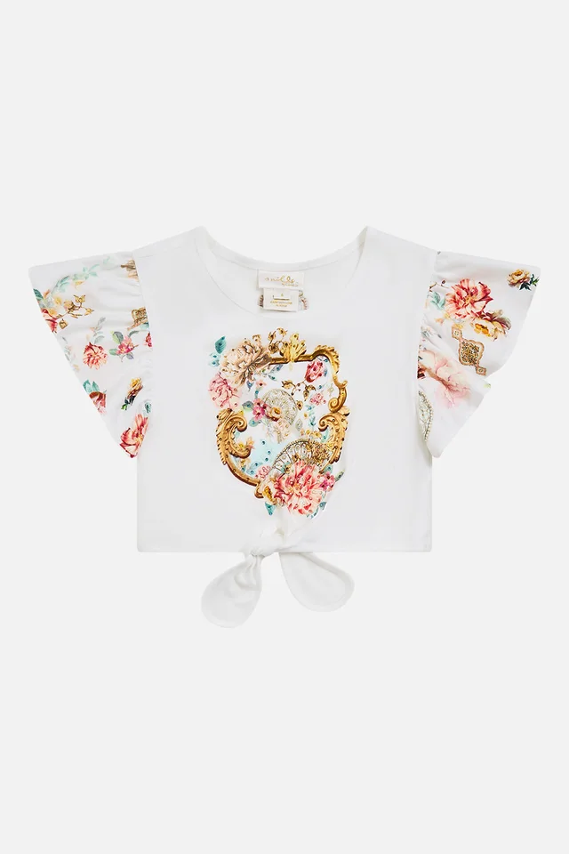 Camilla eBoutique KIDS TIE FRONT CROP TEE WITH FRILL SLEEVE OTTOMAN DYNASTY from CAMILLA, photo 1 of 1