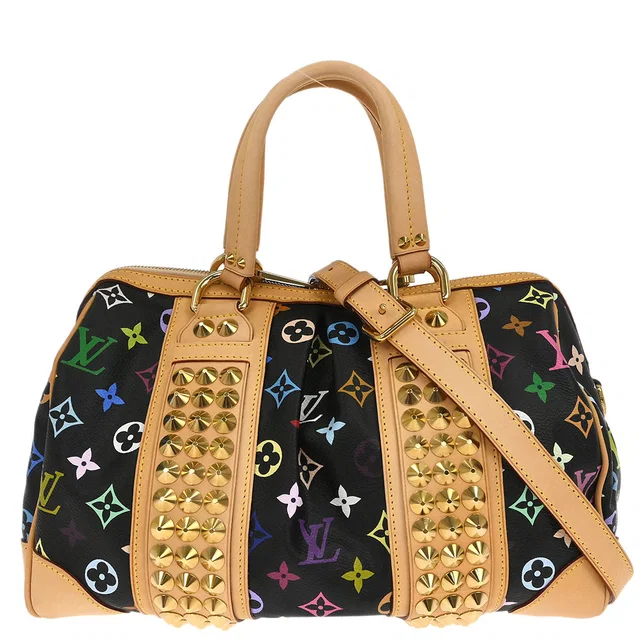Louis Vuitton Black Multicolor Courtney MM Shoulder Handbag M45642 in Black Canvas from AMORE Vintage Tokyo