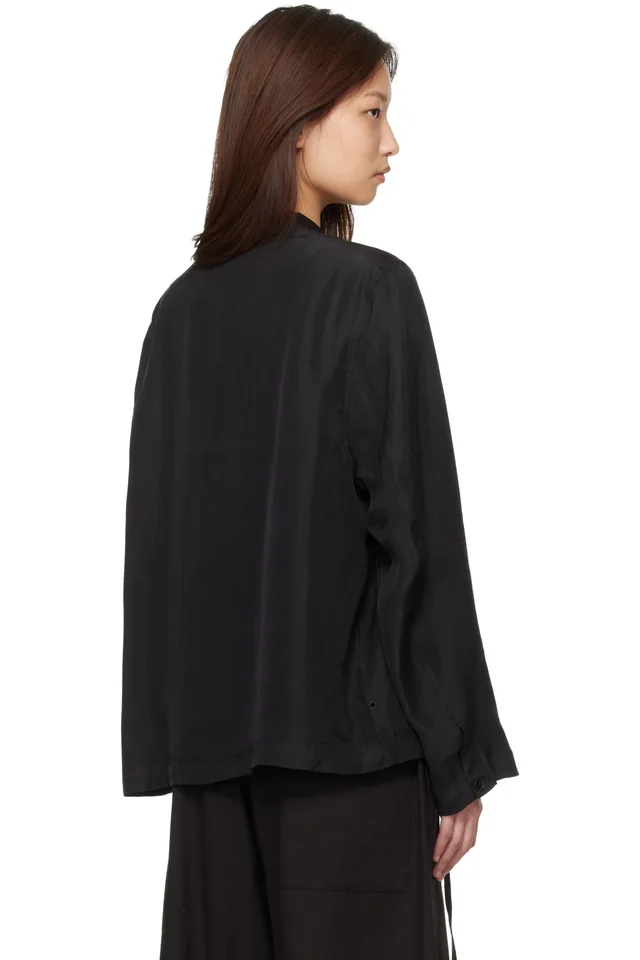 Studio Nicholson Black Baye Twill Shirt, photo 3 of 4 from SSENSE