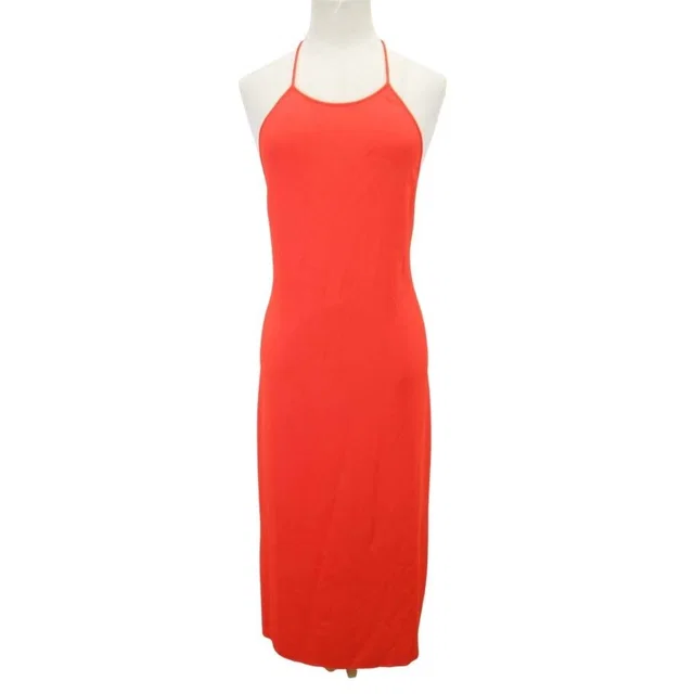 Bottega Veneta Backless Halter Neck Jersey Dress Orange 38 in Orange Nylon from The Reluxe