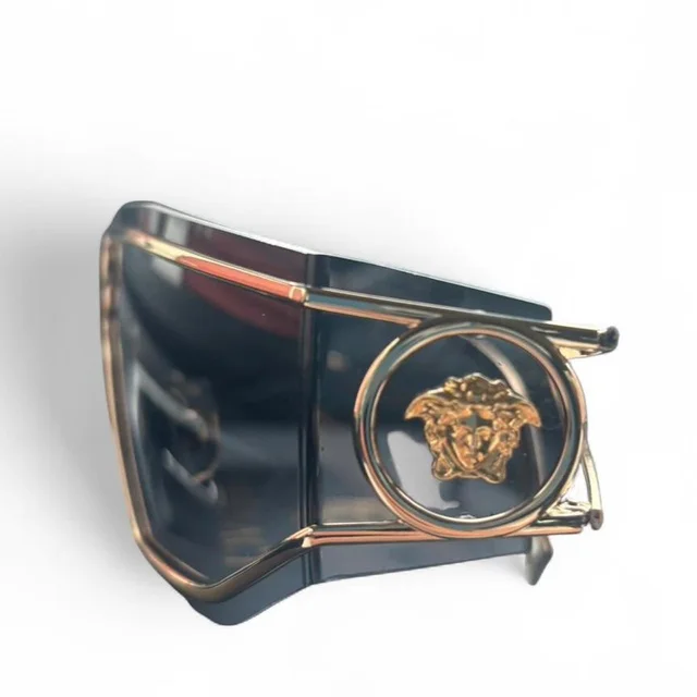 Versace Men's Sunglasses - Black/Gold in gold|black from Depop, photo 1 of 1