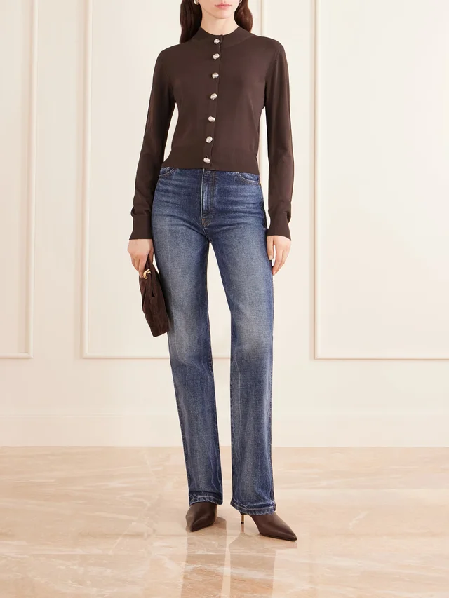 BRANDON MAXWELL Aubrey knitted cardigan in Brown, photo 2 of 2 from NET-A-PORTER (Canada)