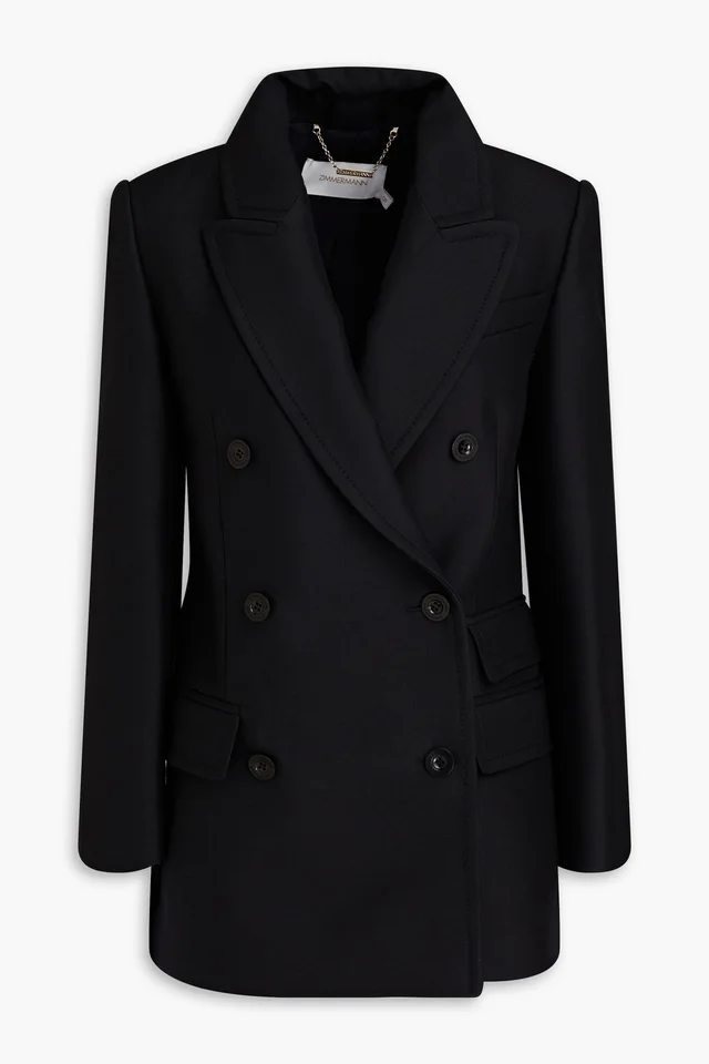 Zimmermann Double-Breasted Wool-Blend Blazer in Black from THE OUTNET, photo 1 of 1