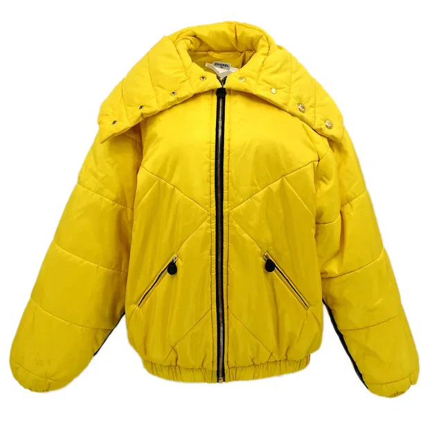 Chanel Jacket Yellow #40 in Yellow Silk from AMORE Vintage Tokyo
