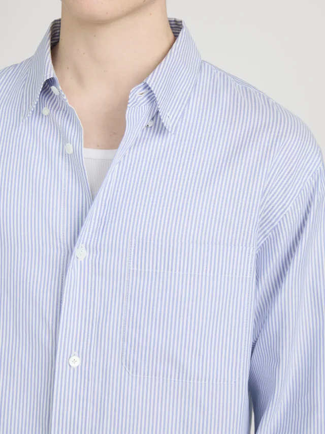 FRAME Oxford Shirt in BLUE STRIPE, photo 4 of 14 from FRAME
