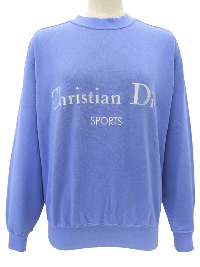 Dior Logo Embroidered Long Sleeve Sweatshirt #M Lavender from VINTAGE QOO TOKYO