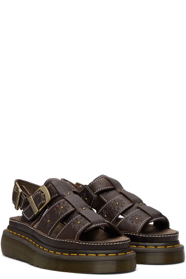 Dr. Martens Brown Wrenlie Grizzly Fisherman Platform Sandals, photo 4 of 5 from SSENSE