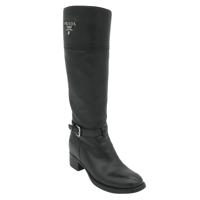 Prada Pebbled Leather Riding Boots from Clotheshorse Anonymous