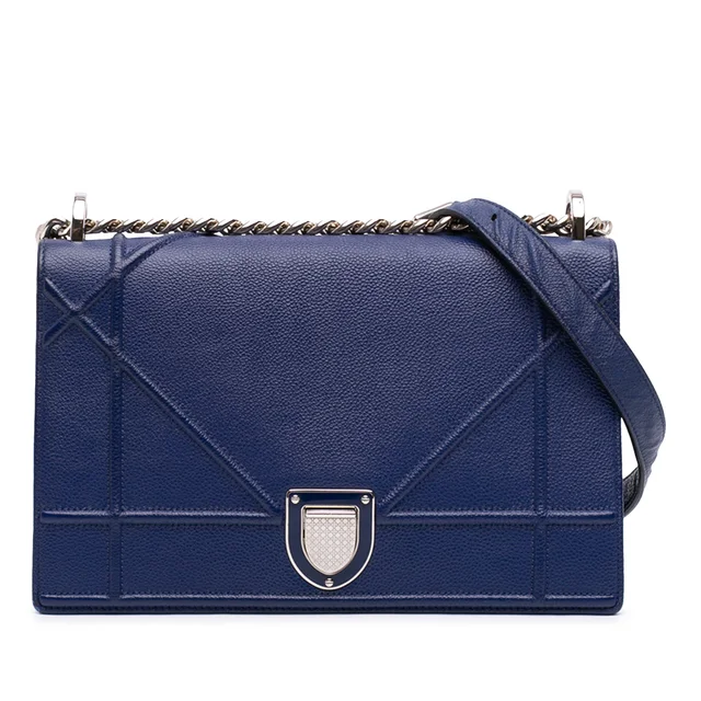 Blue Dior Medium Grained Calfskin Diorama Flap Crossbody Bag in Blue Caviar leather from Designer Revival, photo 1 of 1