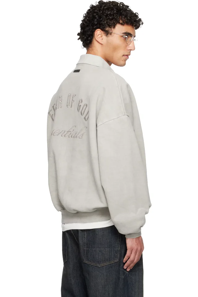 Fear of God ESSENTIALS Gray Holiday Embroidered Classic Polo, photo 3 of 4 from SSENSE
