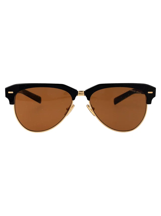 Miu Miu 0mu Black Acetate Clubmaster Sunglasses in Black from HEWI