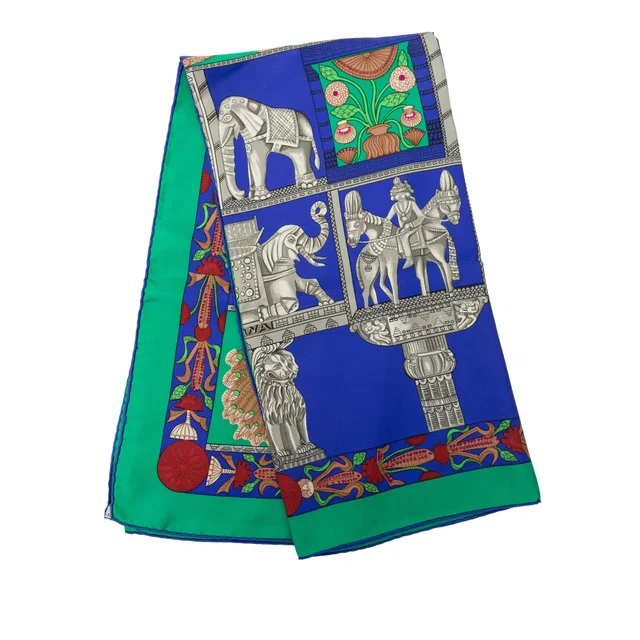 Blue Hermès Torana Silk Scarf 90 Scarves in Blue Silk from Designer Revival