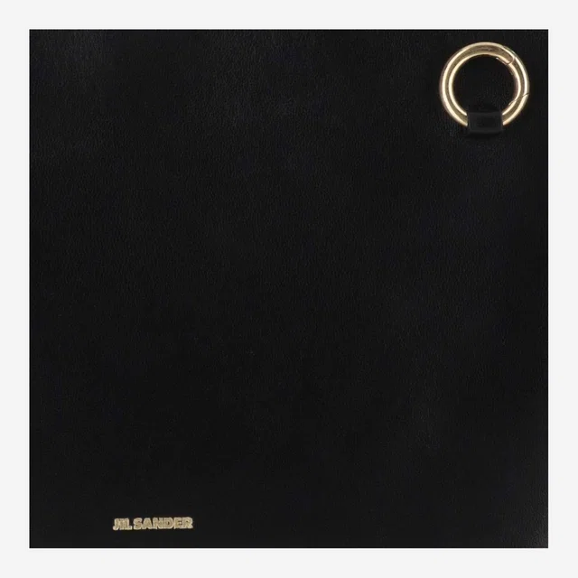 Jil Sander Minimalist Leather Shoulder Bag — Black in Black Leather from HEWI