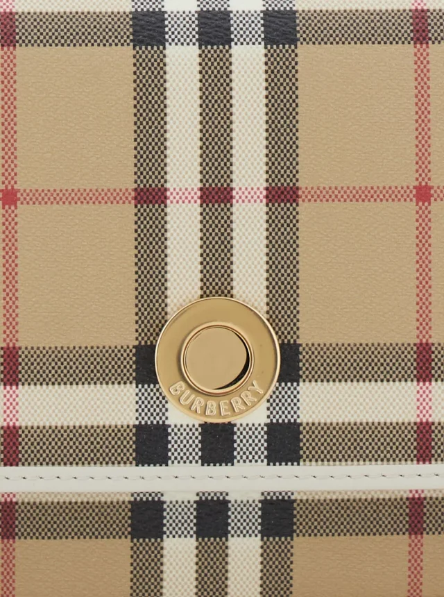 BURBERRY 'Hampshire' Beige Crossbody bag with Adjustable Strap and Check Motif All-Over in Blend Cotton for Women in Beige 55% Polyurethane 25% Polyester 20% Cotton, photo 9 of 10 from Gaudenzi Boutique