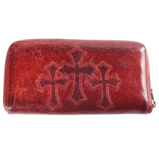 Chrome Hearts Rec Zip Cross Patch Zip Around Wallet Red in Red from The Reluxe