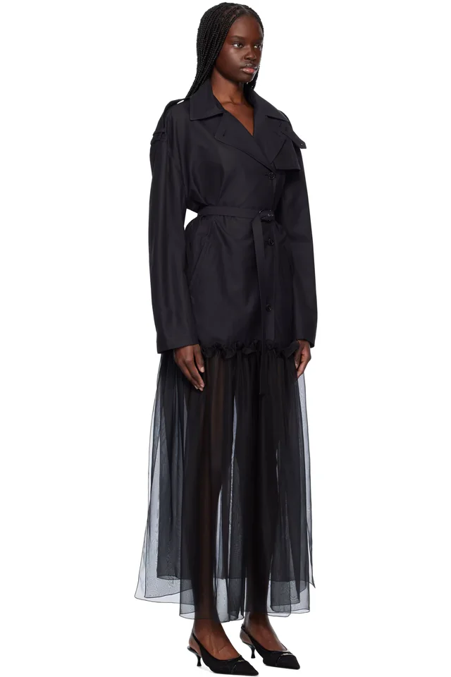 Nensi Dojaka Black Mia Hybrid Trench Coat, photo 2 of 4 from SSENSE