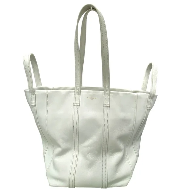 Balenciaga Laundry Cabas Tote Bag 2-Way Logo Leather White Fine Practical Modern in White Leather from The Reluxe