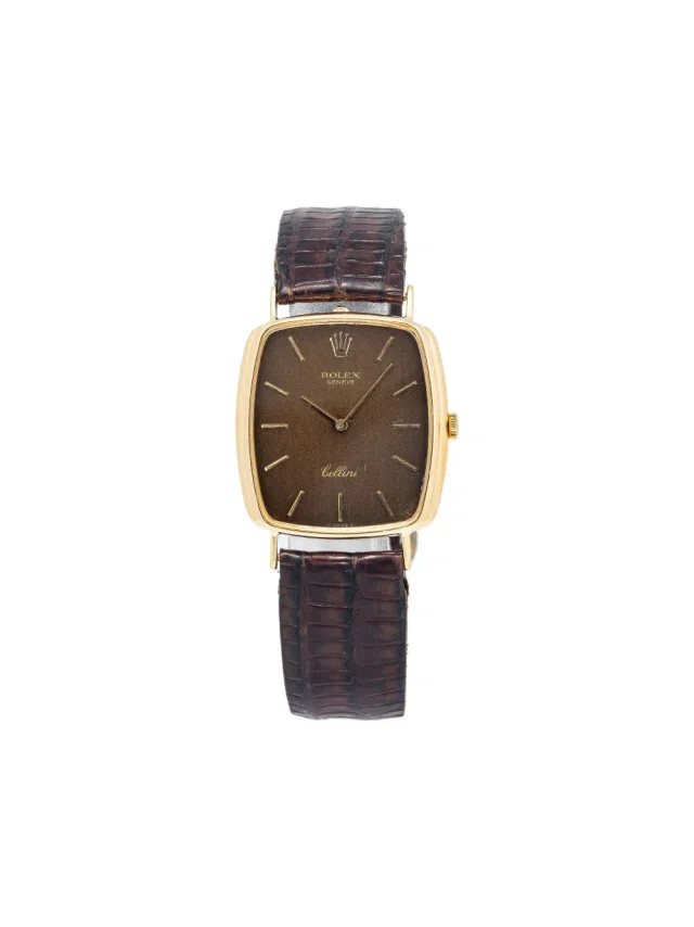 Rolex pre-owned Cellini 30mm - women - Calf Leather/18kt Yellow Gold - One Size - Brown in brown|red Calfskin from Farfetch
