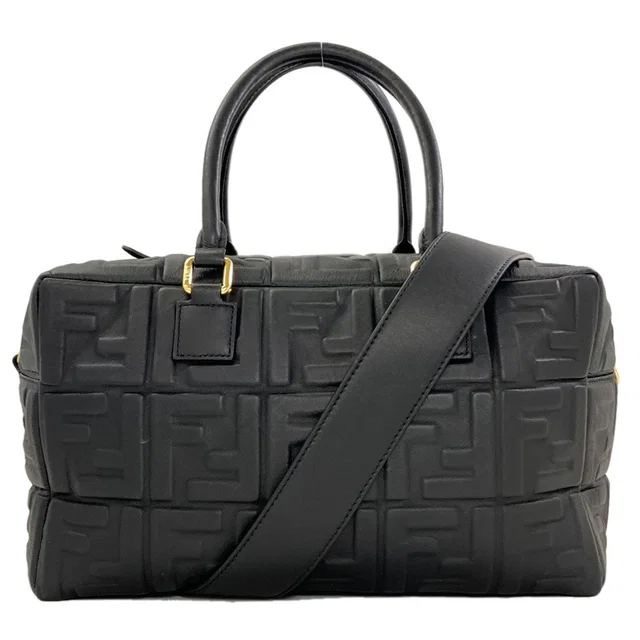 Fendi Zucca Pattern Embossed 2-Way Handbag Calfskin in Calfskin from The Reluxe