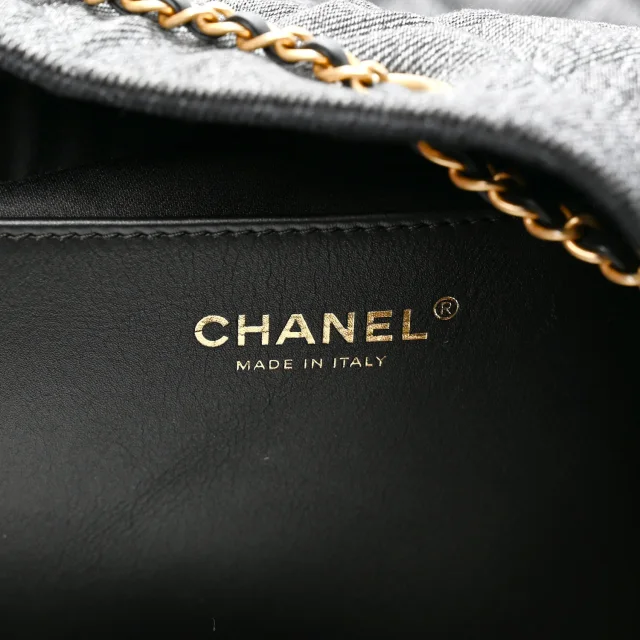 Washed Denim Quilted Large Chanel 25 Handbag Black in Black Denim from FASHIONPHILE, photo 6 of 10
