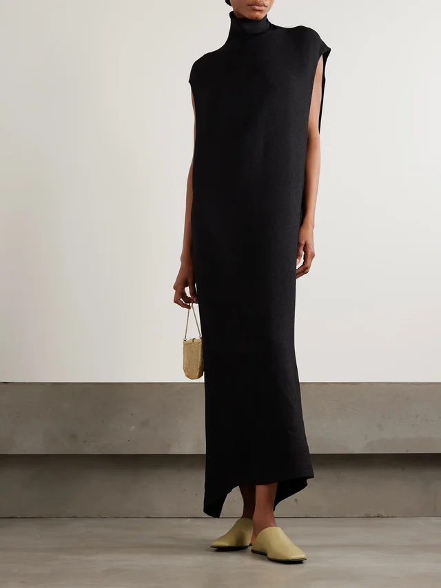 CALVIN KLEIN COLLECTION Willow textured-crepe turtleneck midi dress in Black, photo 2 of 2 from NET-A-PORTER (Canada)