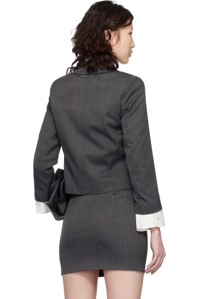 MM6 Maison Margiela Gray Tailoring Wool Blazer, photo 3 of 4 from SSENSE