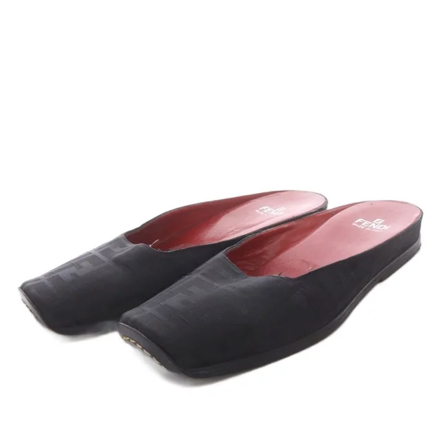 Fendi Slip on Shoes Zucca Pattern Square Toe Black 37 in Black from The Reluxe