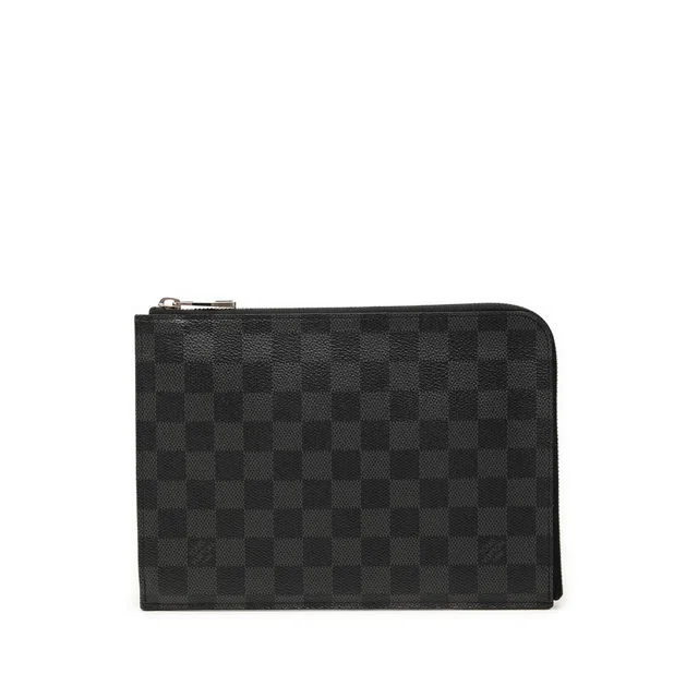 Black Louis Vuitton Damier Graphite Pochette Jour PM Clutch Bag in Black Canvas from Designer Revival