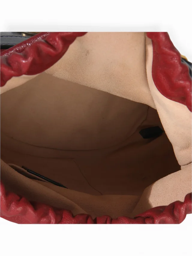 Gucci Red Navy Leather Horsebit 1955 Drawstring Bucket Bag in Red Leather from Season 2 Consign, photo 8 of 8