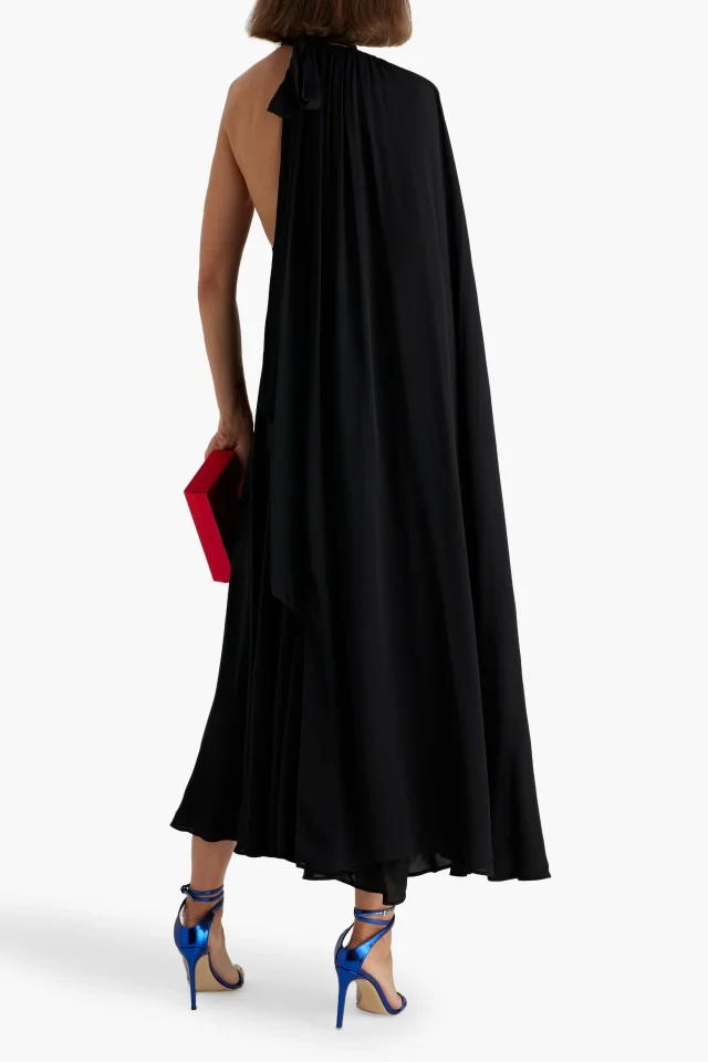 Valentino Garavani Cape-Effect Pleated Silk-Chiffon Halterneck Midi Dress, photo 3 of 4 from THE OUTNET