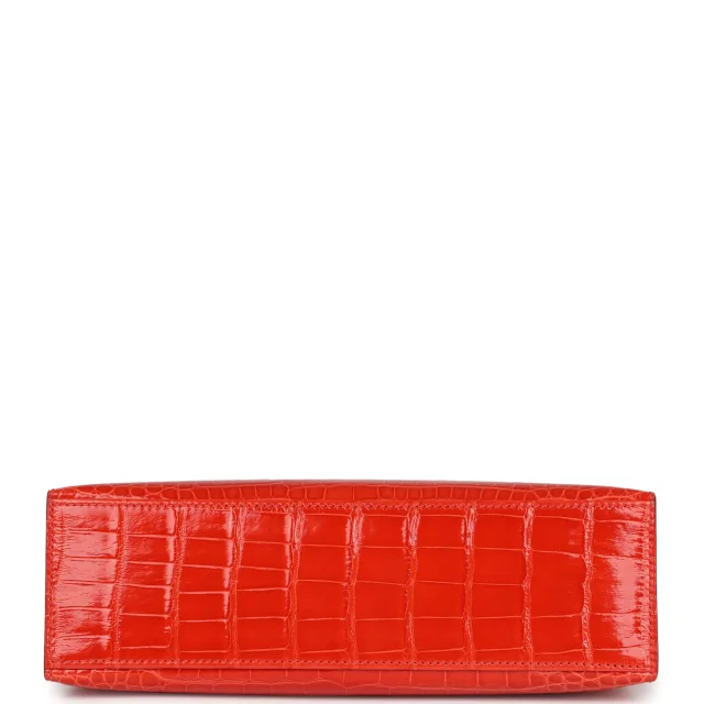 Hermès Kelly Pochette Orange Poppy Shiny Alligator Palladium Hardware in Orange Crocodile from Madison Avenue Couture, photo 6 of 8