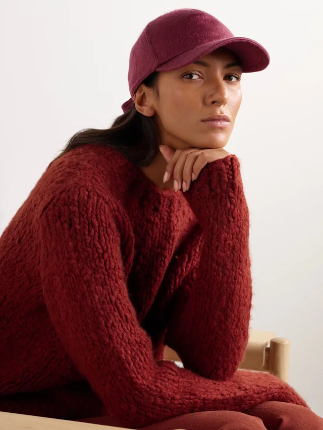 GABRIELA HEARST Zed brushed-silk and cashmere-blend baseball cap in Red, photo 2 of 2 from NET-A-PORTER (Canada)