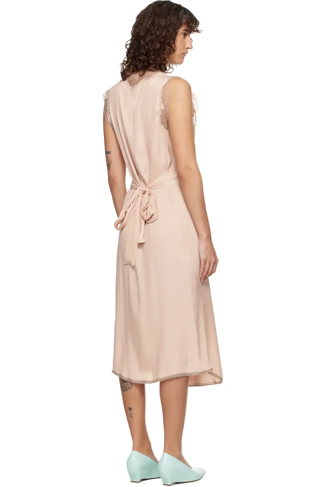 Maison Margiela Pink Silk Midi Dress, photo 3 of 4 from SSENSE