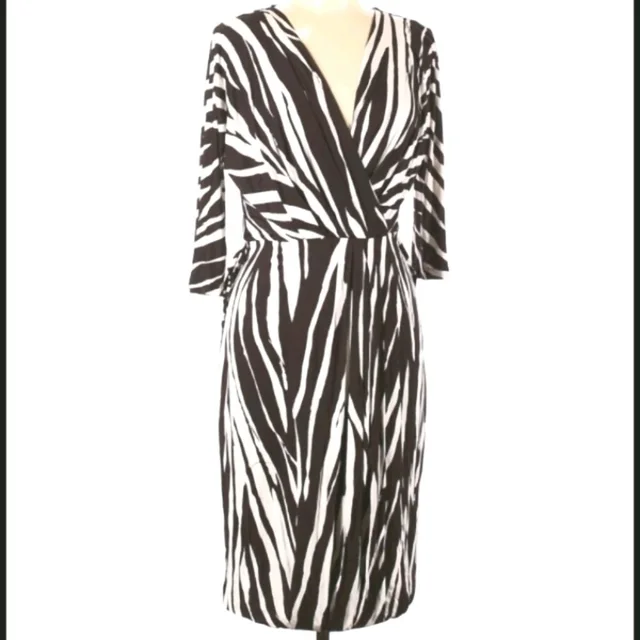 Max Mara Plungey Neckline Printed Dress in red|white|brown from Poshmark