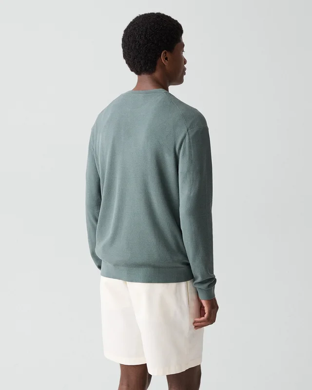 Theory Crewneck Sweatshirt in Silk-Cotton in LIGHT PINE GROVE 70% Silk, 30% Cotton; Exclusive Of Elastic, photo 3 of 12 from Theory
