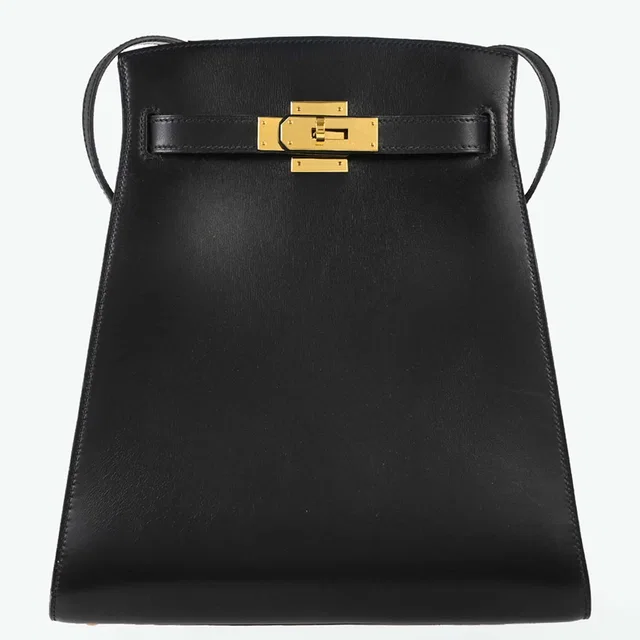 Hermès Black Box Calf Kelly Sport MM Shoulder Bag in Black Box leather from AMORE Vintage Tokyo