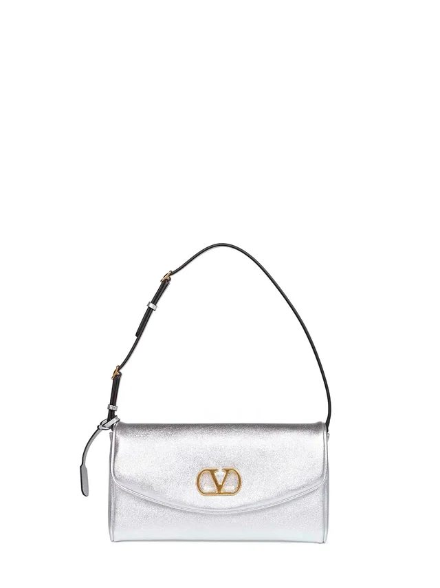 Valentino Garavani Devain Shoulder Bag — Silver Calf Leather in Silver Calfskin from HEWI