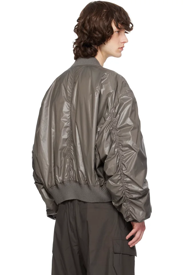 Rick Owens Gray Temple Secchia Flight Bomber Jacket, photo 3 of 4 from SSENSE
