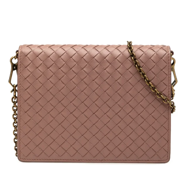 Pink Bottega Veneta Nappa Intrecciato Wallet on Chain Crossbody Bag in Pink Nappa leather from Designer Revival, photo 1 of 1
