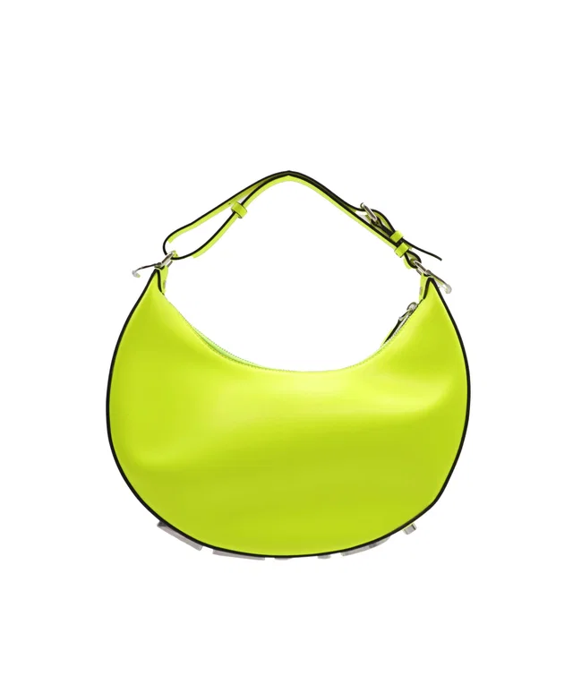 Fendi Fendigraphy Acid Yellow Hobo Style Bag Silver Hardware in Yellow Calfskin from Luxury Promise