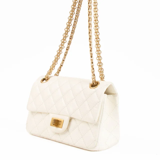 Chanel White Aged Calfskin Reissue 2.55 Mini Handbag in White Calfskin from Labellov, photo 3 of 8