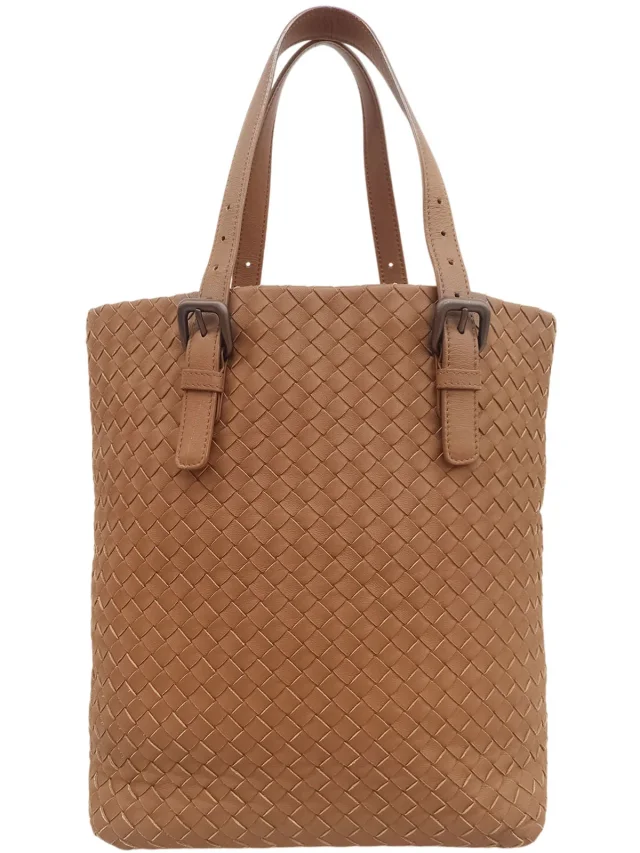 Bottega Veneta Intrecciato Tote Bag, Brown in Brown Woven leather from VINTAGE QOO TOKYO, photo 2 of 10